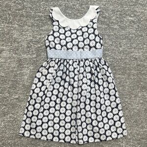 EUC Florence Eiseman floral dress with scallop collar and polka dot sash size 5